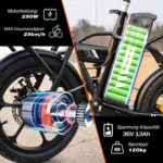 EVERCROSS TECH E-Bike EK5 Faltbares E-Fahrrad,klapprad Riemenantrieb,Pedelec, 36V 13AH, Heckmotor, 468 Wh, Heckmotor, 15/20/25 KM/H, bis 35-60km, ebike Herren/Damen - Image 4