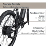 AGON E-Bike Mountainbike Alpha, 10 Gang Deore SGS T6000 Schaltwerk, Kettenschaltung, Heckmotor, 540 Wh, Pedelec, Elektrofahrrad für Damen u. Herren, MTB - Image 4