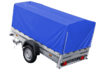 Auto Anhänger 230×125 Garden Trailer 230 KIPP Unitrailer 750 kg mit Stützrad, blauer Hochplane und Hochspriegel-Neu - Image 2