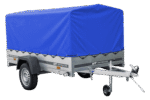 Auto Anhänger 230×125 Garden Trailer 230 KIPP Unitrailer 750 kg mit Stützrad, blauer Hochplane und Hochspriegel-Neu - Image 3